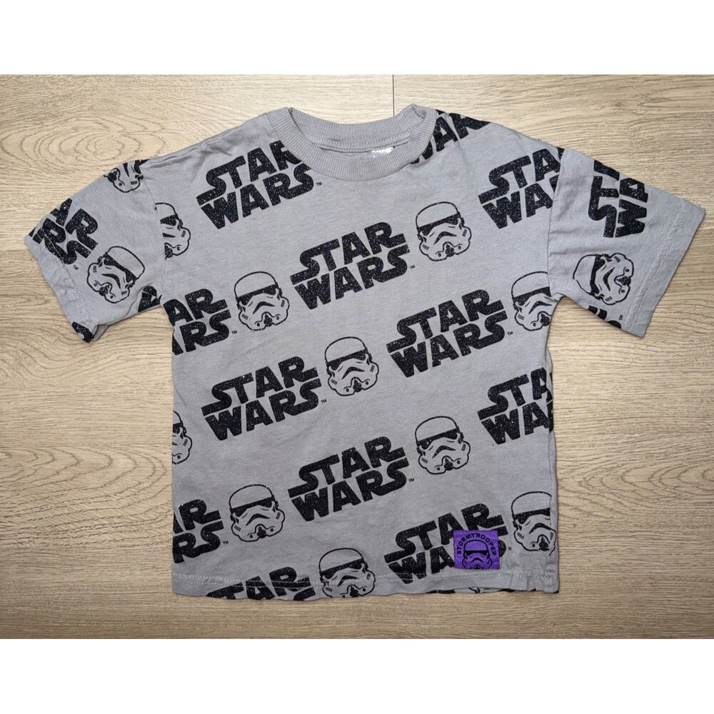 Star Wars Youth T Shirt Size 5T H&M Storm Trooper Gray Black All Over